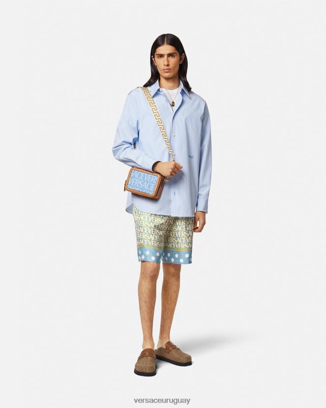 Versace pantalones cortos de seda hombres imprimir ropa H88R0H1438