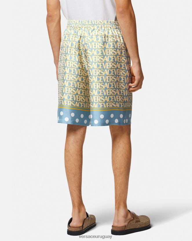 Versace pantalones cortos de seda hombres imprimir ropa H88R0H1438