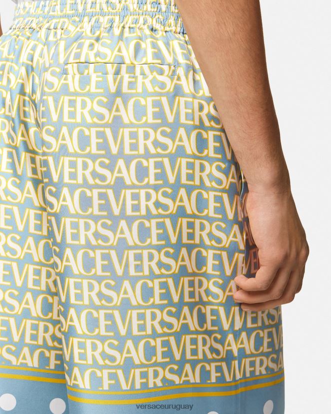 Versace pantalones cortos de seda hombres imprimir ropa H88R0H1438