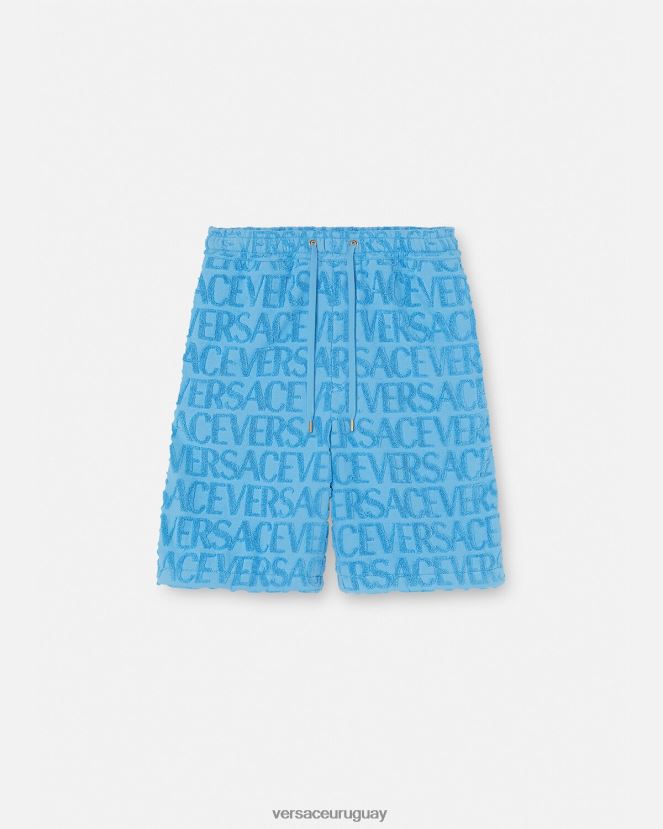 Versace pantalones cortos de toalla hombres azul claro ropa H88R0H1429