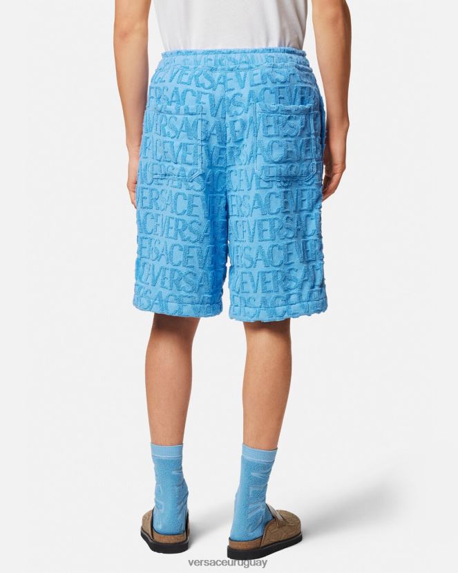 Versace pantalones cortos de toalla hombres azul claro ropa H88R0H1429