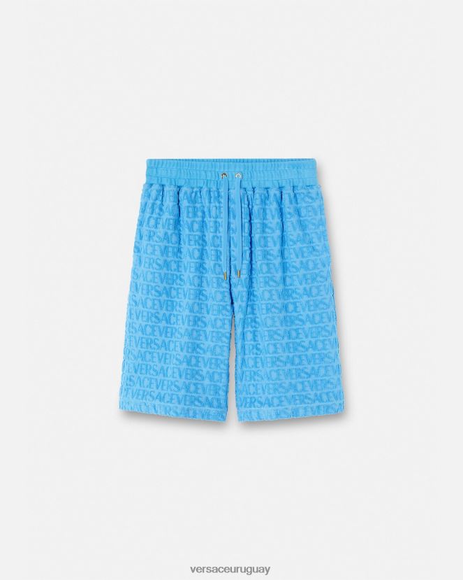 Versace pantalones cortos de toalla hombres azul claro ropa H88R0H1431