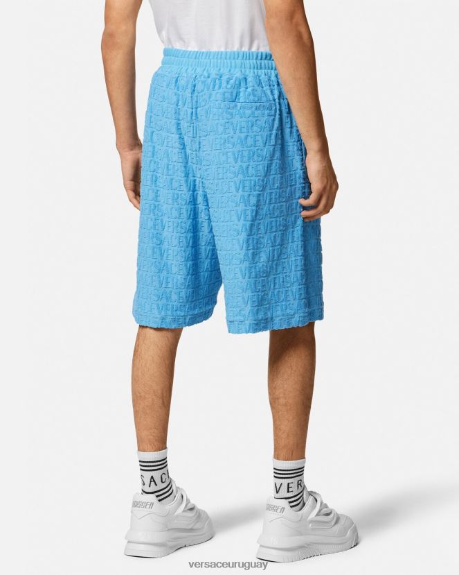 Versace pantalones cortos de toalla hombres azul claro ropa H88R0H1431