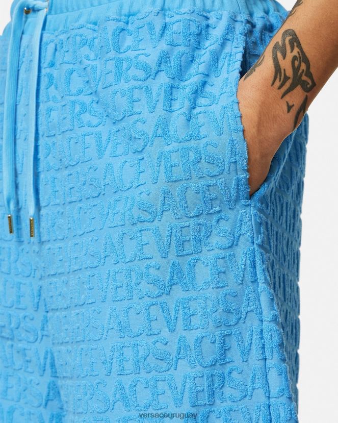Versace pantalones cortos de toalla hombres azul claro ropa H88R0H1431