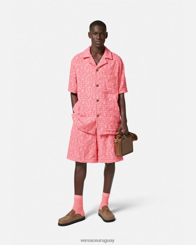Versace pantalones cortos de toalla hombres rosa ropa H88R0H1430