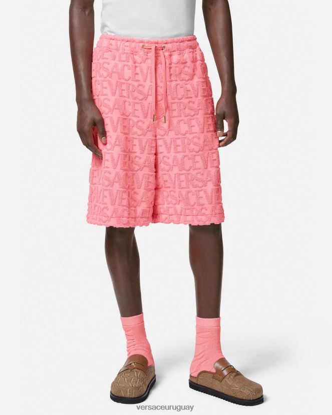Versace pantalones cortos de toalla hombres rosa ropa H88R0H1430