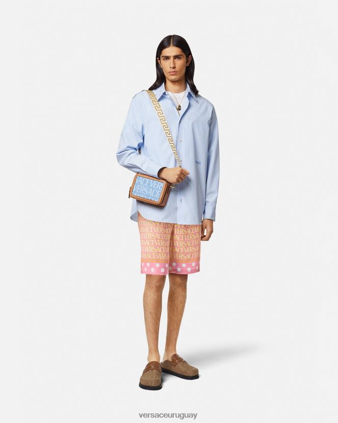 Versace pantalones cortos en mezcla de algodón hombres imprimir ropa H88R0H1440