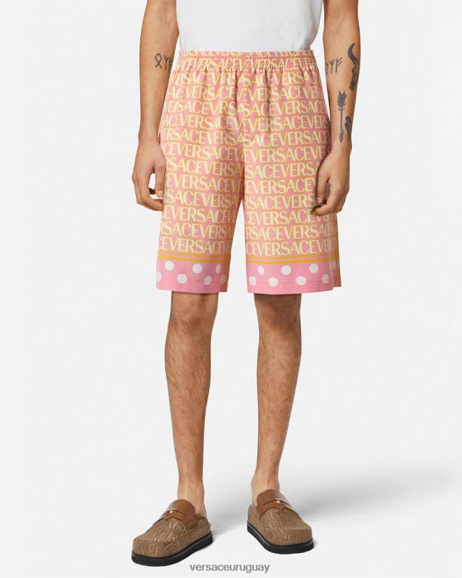 Versace pantalones cortos en mezcla de algodón hombres imprimir ropa H88R0H1440