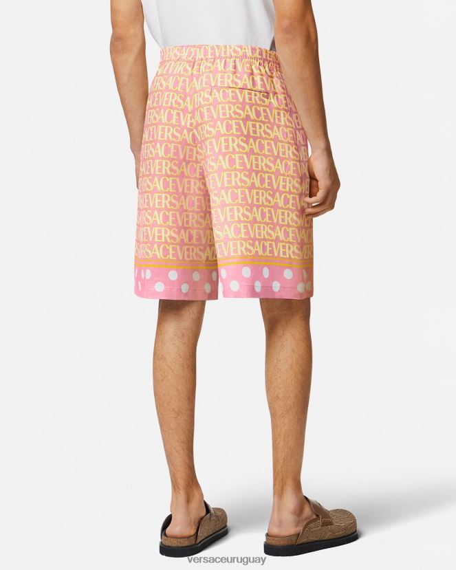 Versace pantalones cortos en mezcla de algodón hombres imprimir ropa H88R0H1440
