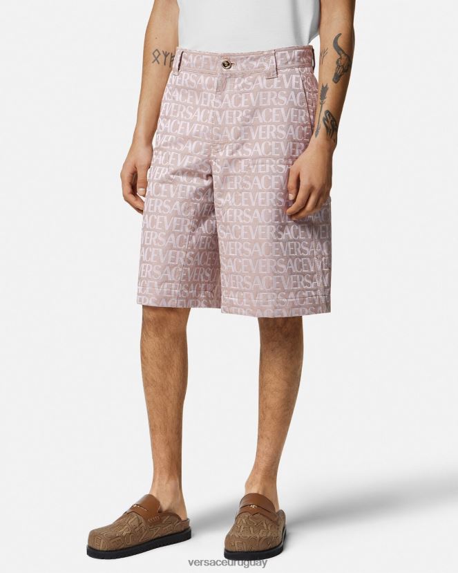 Versace pantalones cortos hombres rosa y estampado ropa H88R0H1434