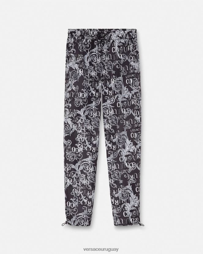 Versace pantalones de alta costura con logo hombres negro y estampado ropa H88R0H2431