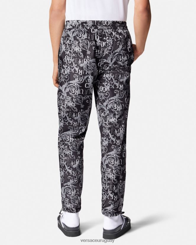 Versace pantalones de alta costura con logo hombres negro y estampado ropa H88R0H2431