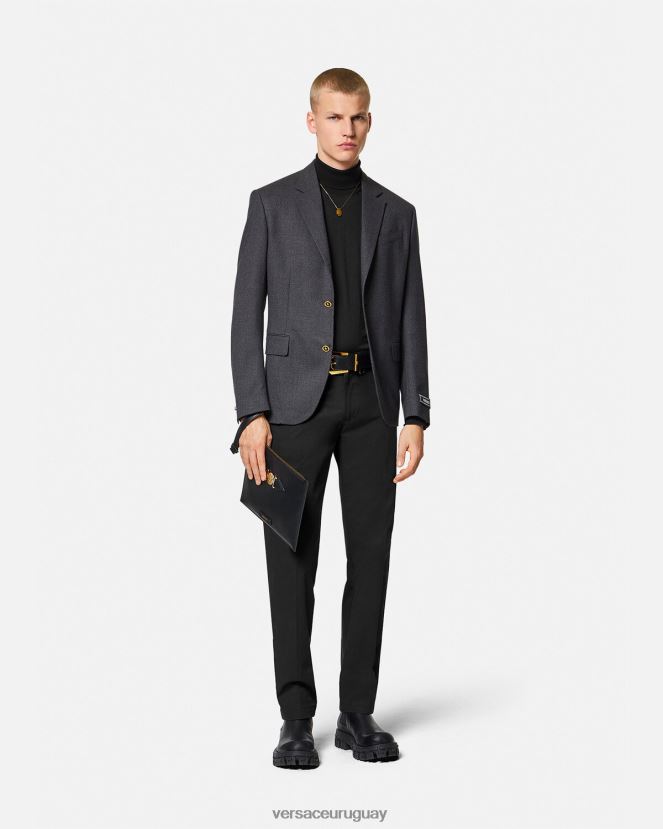 Versace pantalones grandes de medusa hombres negro ropa H88R0H1443