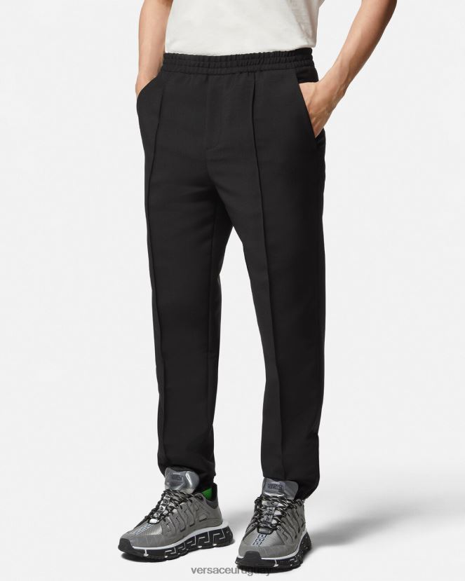 Versace pantalones jogger de mezcla de mohair hombres negro ropa H88R0H1450