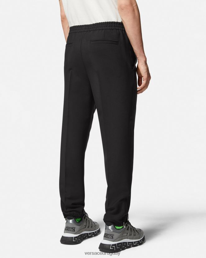 Versace pantalones jogger de mezcla de mohair hombres negro ropa H88R0H1450