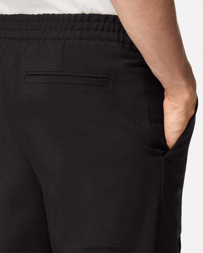 Versace pantalones jogger de mezcla de mohair hombres negro ropa H88R0H1450