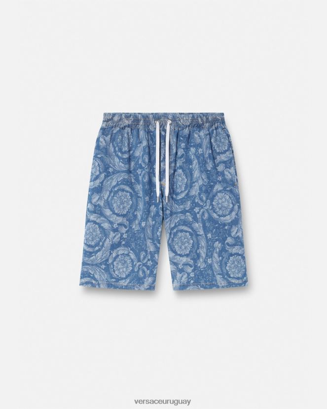 Versace shorts de mezclilla con silueta barroca hombres Plano ropa H88R0H1449