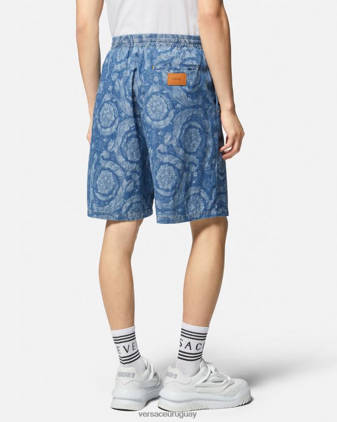 Versace shorts de mezclilla con silueta barroca hombres Plano ropa H88R0H1449