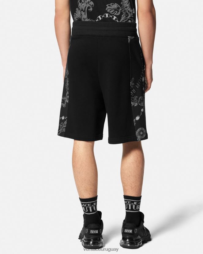 Versace shorts deportivos con cadena de alta costura hombres negro ropa H88R0H2441