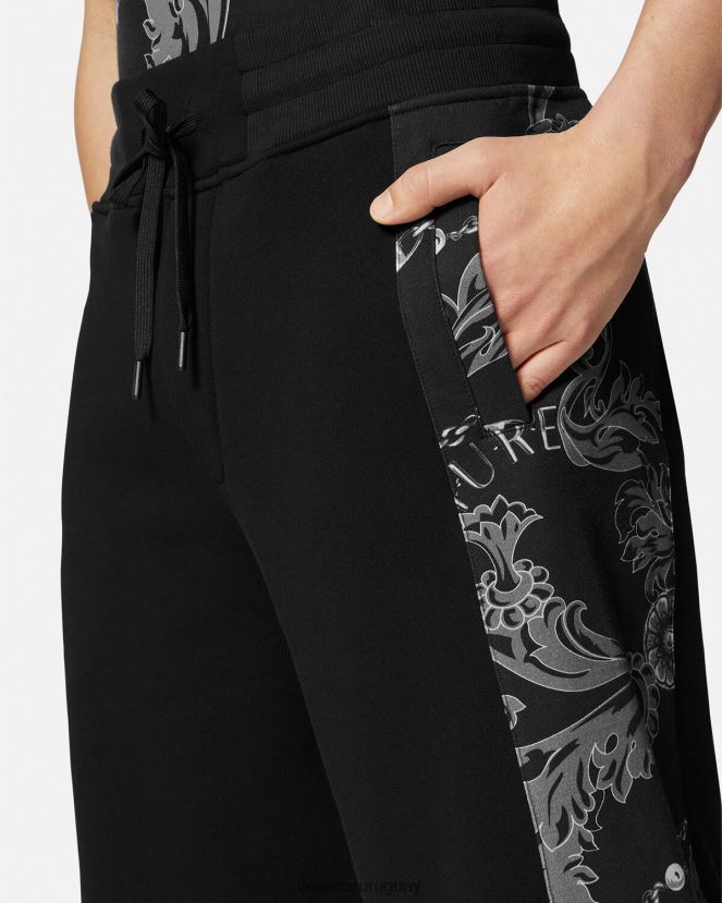 Versace shorts deportivos con cadena de alta costura hombres negro ropa H88R0H2441