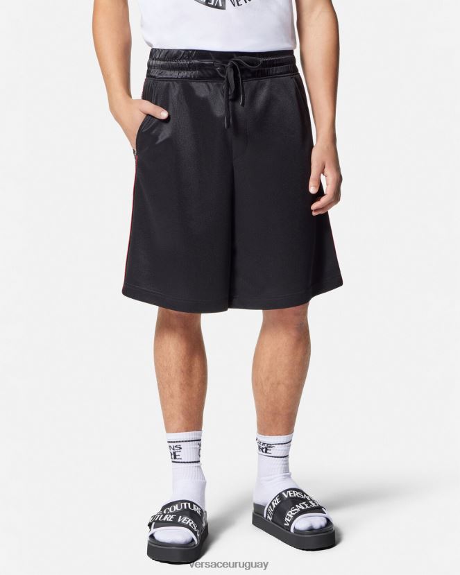 Versace shorts deportivos con logo hombres negro ropa H88R0H2432