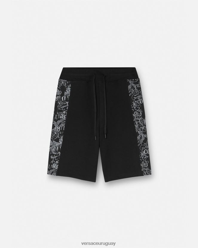 Versace shorts deportivos de alta costura con logo hombres negro ropa H88R0H2423