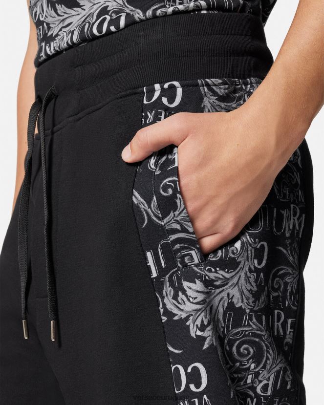 Versace shorts deportivos de alta costura con logo hombres negro ropa H88R0H2423