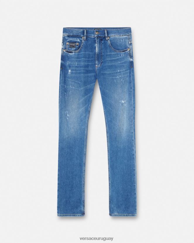 Versace vaqueros ajustados hombres azul ropa H88R0H2419