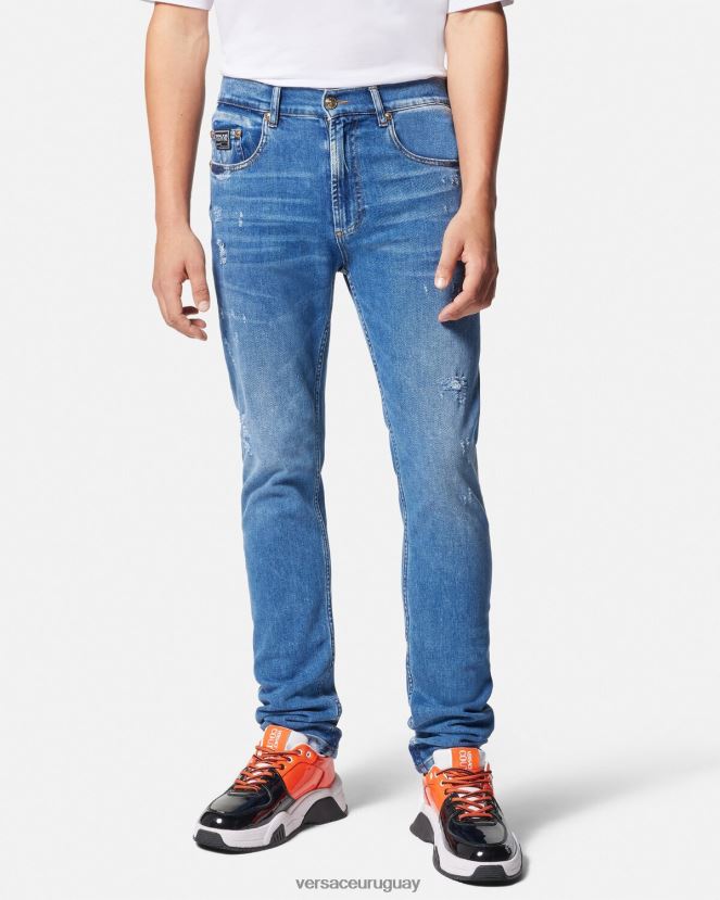 Versace vaqueros ajustados hombres azul ropa H88R0H2419