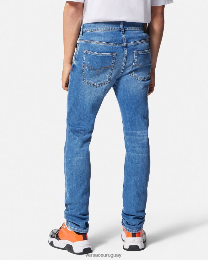 Versace vaqueros ajustados hombres azul ropa H88R0H2419