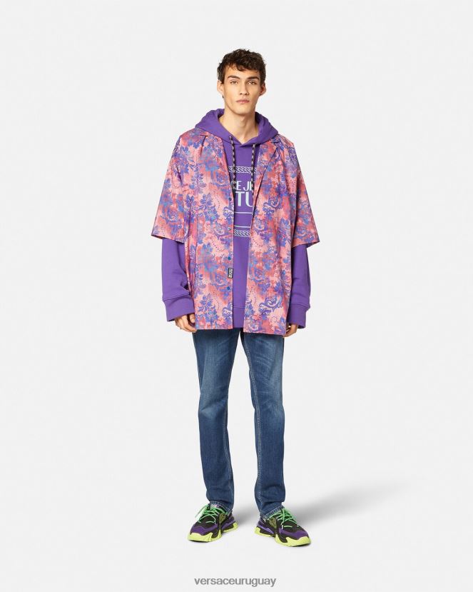 Versace vaqueros con emblema en V hombres azul ropa H88R0H2383