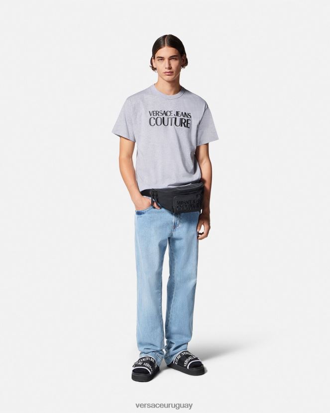 Versace vaqueros con logo en la cinturilla hombres azul ropa H88R0H2420