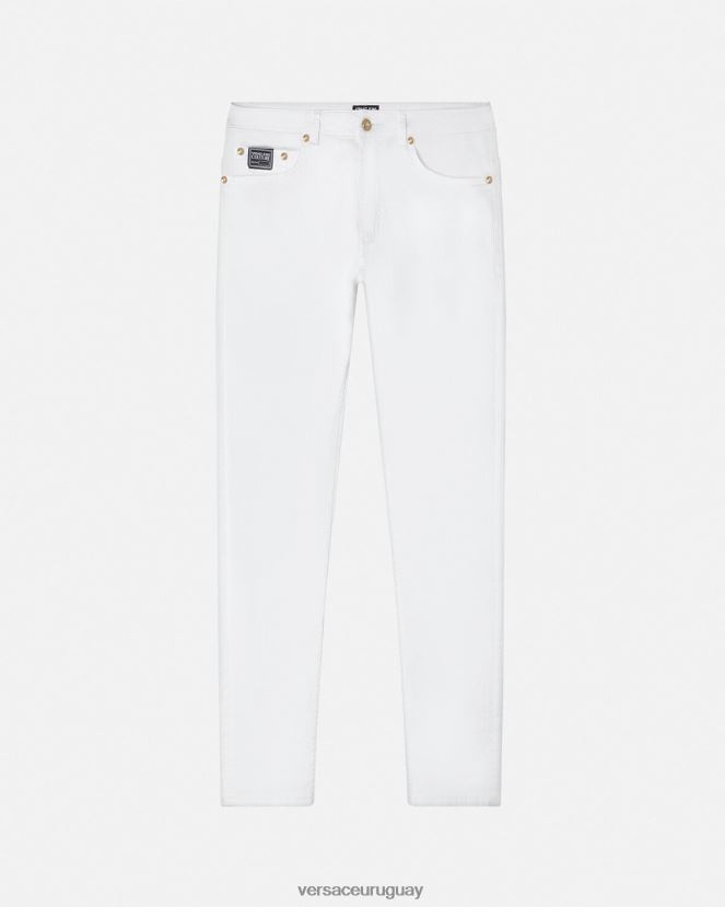Versace vaqueros con logo hombres blanco ropa H88R0H2440