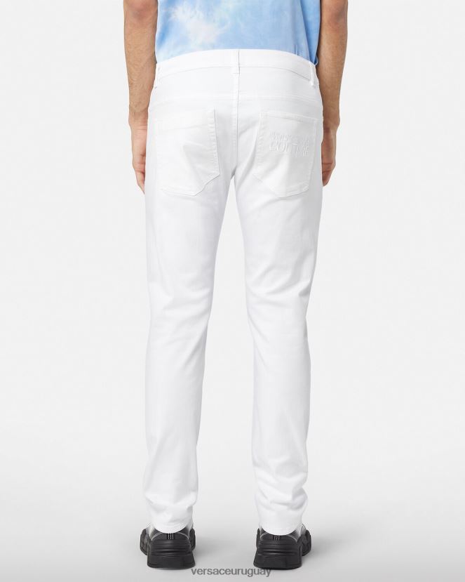 Versace vaqueros con logo hombres blanco ropa H88R0H2440
