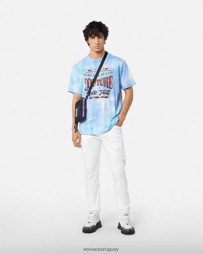 Versace vaqueros con logo hombres blanco ropa H88R0H2440