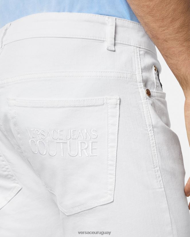 Versace vaqueros con logo hombres blanco ropa H88R0H2440