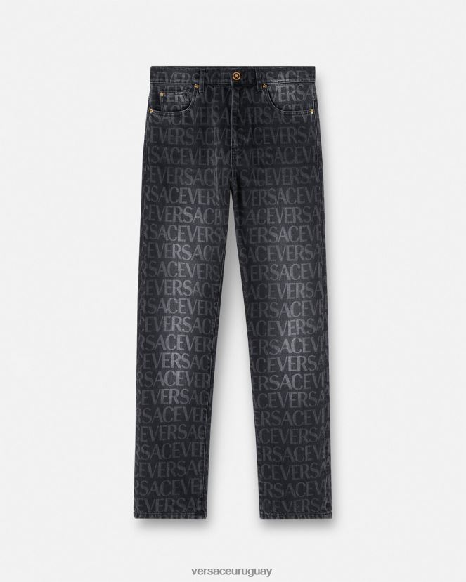 Versace vaqueros por toda la prenda hombres negro y estampado ropa H88R0H1446
