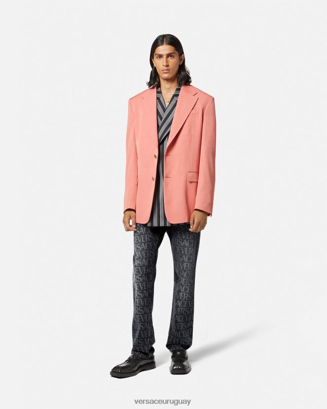 Versace vaqueros por toda la prenda hombres negro y estampado ropa H88R0H1446