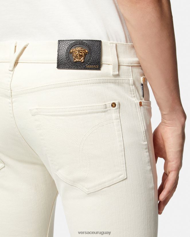 Versace vaqueros slim con medusa hombres blanco ropa H88R0H1451