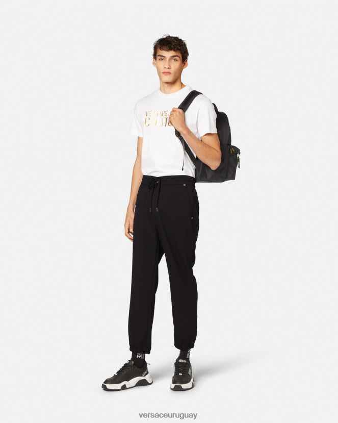 Versace pantalones deportivos con emblema en V hombres negro ropa H88R0H2367