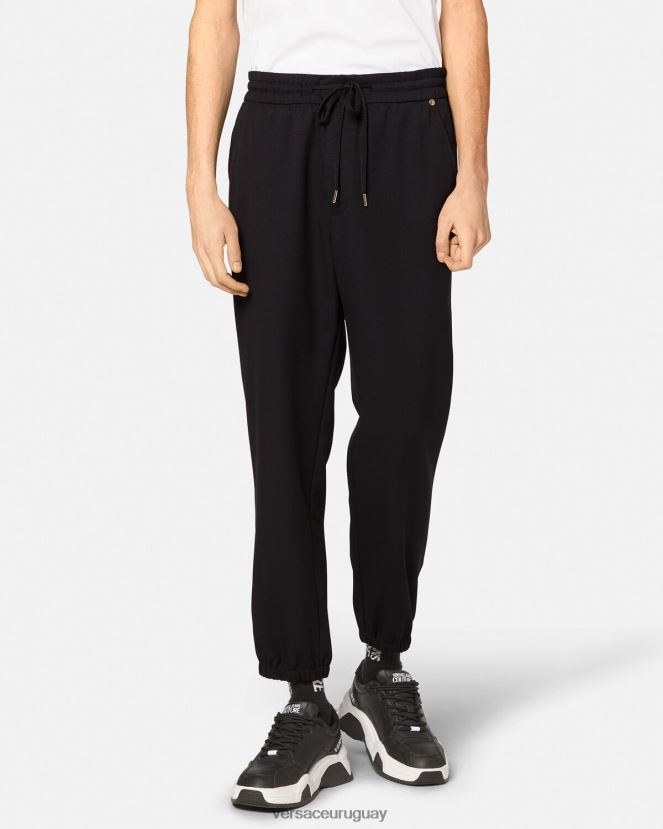 Versace pantalones deportivos con emblema en V hombres negro ropa H88R0H2367