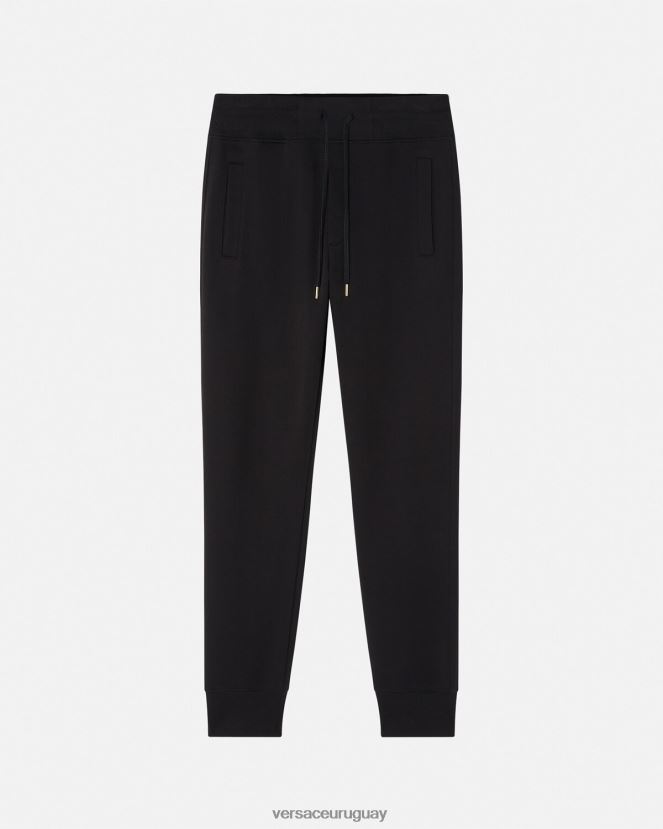 Versace pantalones deportivos con emblema en V hombres oro negro ropa H88R0H2436