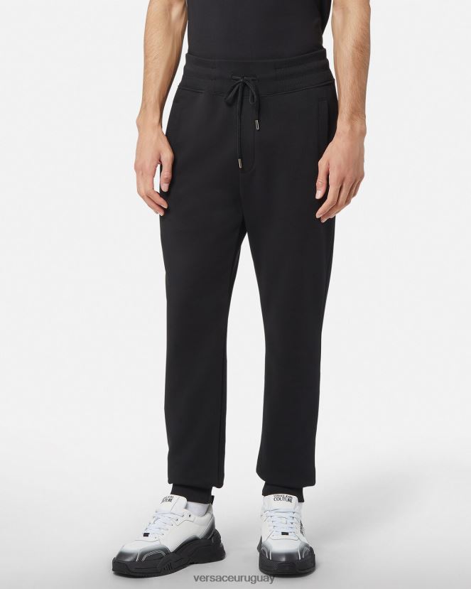 Versace pantalones deportivos con emblema en V hombres oro negro ropa H88R0H2436
