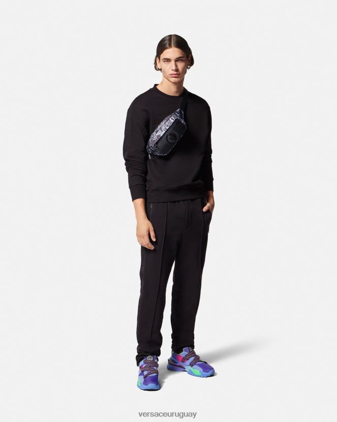 Versace pantalones deportivos con logo hombres negro ropa H88R0H2433