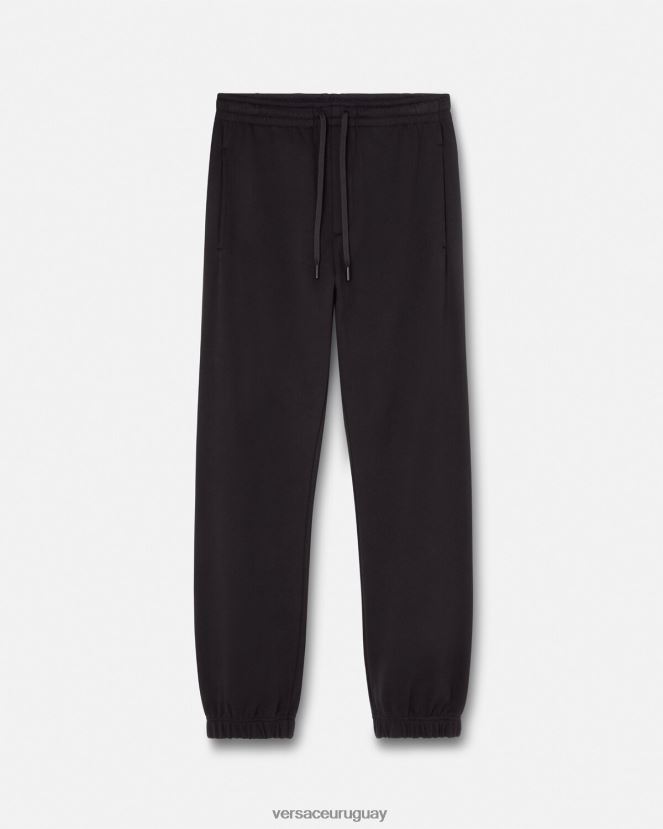 Versace pantalones deportivos con logo y rosas hombres negro ropa H88R0H2381
