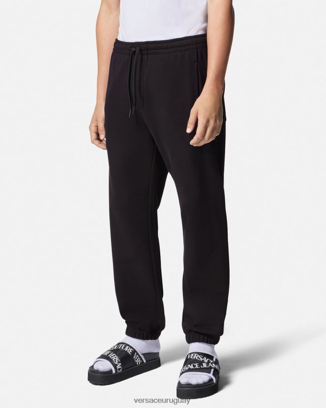 Versace pantalones deportivos con logo y rosas hombres negro ropa H88R0H2381