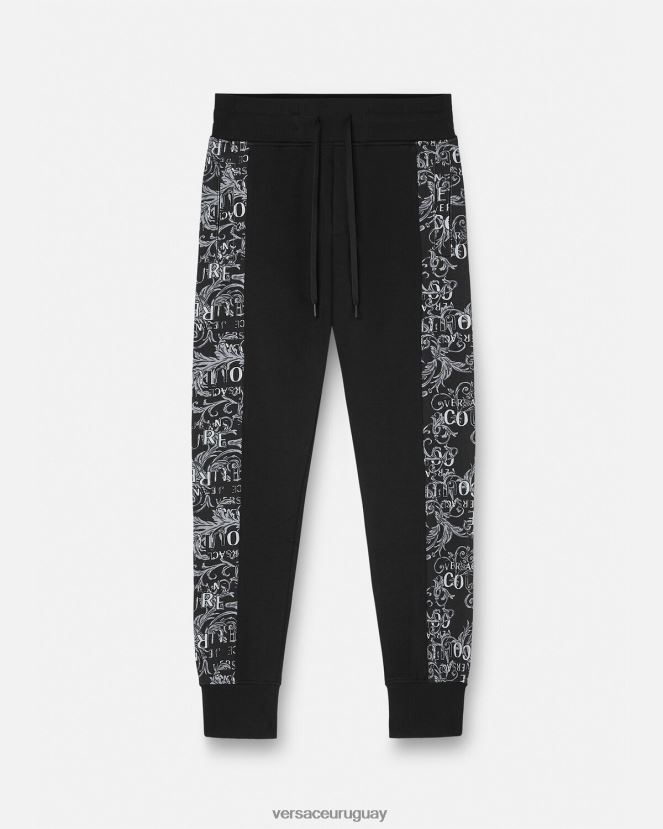 Versace pantalones deportivos de alta costura con logo hombres negro ropa H88R0H2426