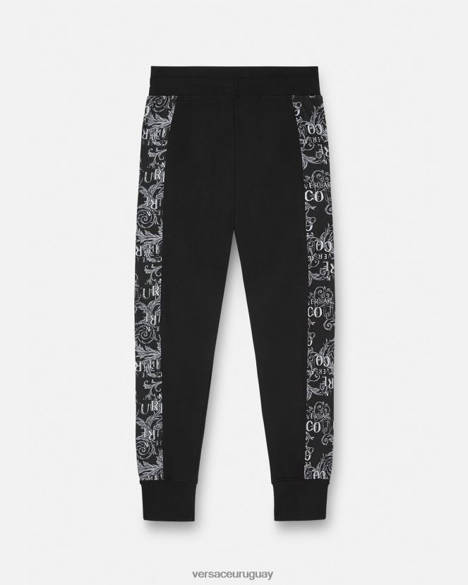 Versace pantalones deportivos de alta costura con logo hombres negro ropa H88R0H2426