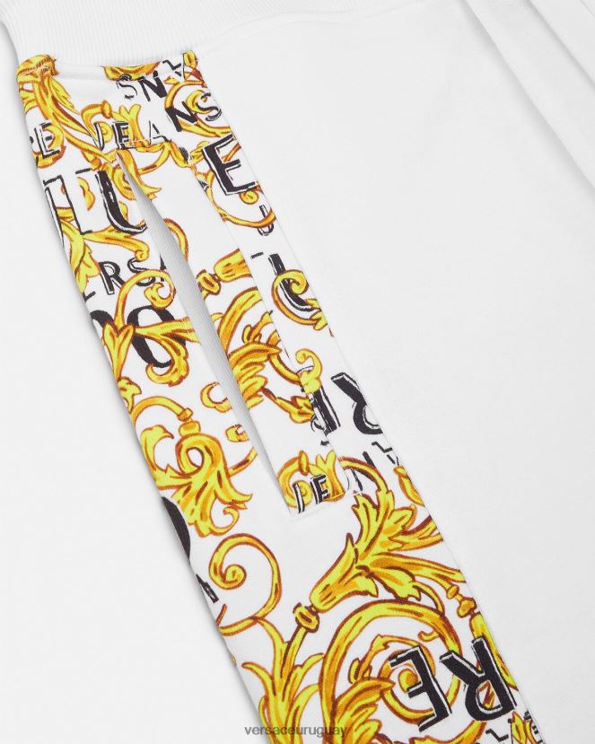 Versace pantalones deportivos de alta costura con logo hombres oro y blanco ropa H88R0H2425