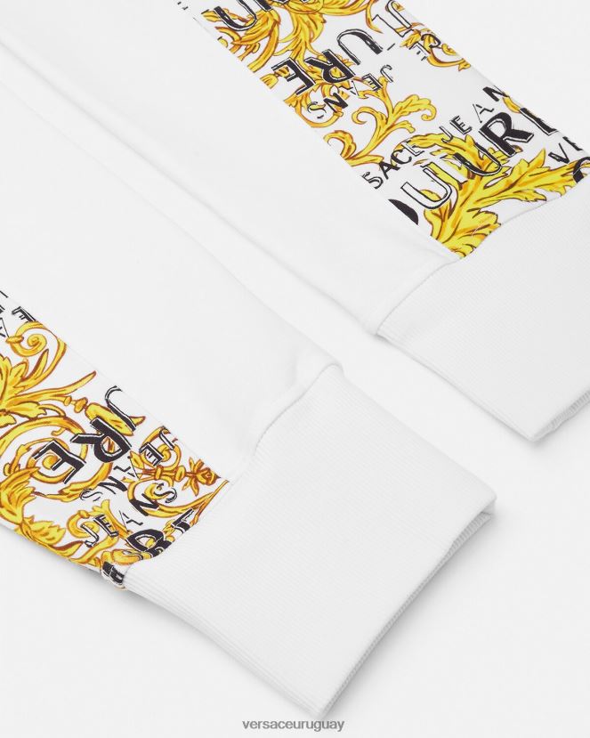 Versace pantalones deportivos de alta costura con logo hombres oro y blanco ropa H88R0H2425